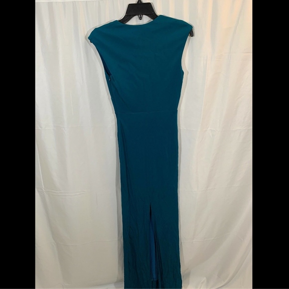 NWT $360 ABS by Allen Schwartz Split‎ Deep V-Neck Gown in Peacock [SZ XS ] - Picture 6 of 8